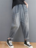 Loose Casual Multiple Pockets Harem Jeans