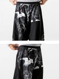 Men's Cool Cranes Printed Linen Loose Pants