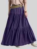 Solid Color Patchwork Pleated Long Skirts