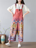 Women's Cute Floral Denim Jumpsuit