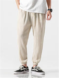 Linen Solid Color Breathable Jogger Pants