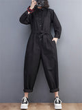 New Spring Autumn Cargo Long Sleeve Simple Casual Lady Jumpsuits