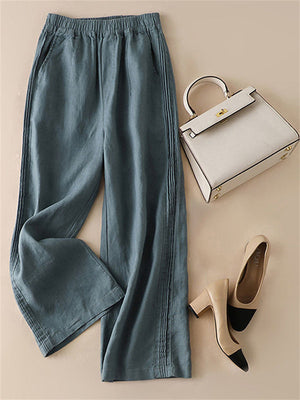 Fashion Solid Color High Waist Wide Leg Pants