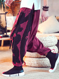 Chinese Style Printed Loose Long Pants For Men