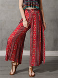 High Waist Printed Split Wide Leg Pants