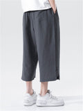 Loose Drawstring Solid Color Cropped Pants