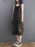 Women's Straight Wide Leg Vogue Printed Black Jumpsuits