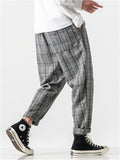 Retro Plaid Loose Straight Leg Pants