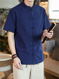 Comfort Short Sleeve Linen Blouse Shirt for Men