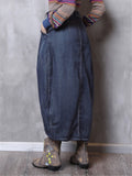 Retro Irregular Hem Denim Skirts With Pockets