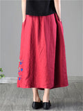 Cotton Linen Embroidery Vogue Women's Skirts