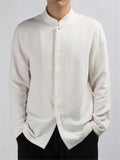 Stand Collar Solid Color Long Sleeve Shirts