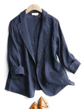 Loose Thin Cotton Linen Solid Color Jackets