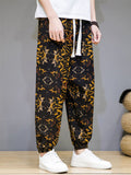 Retro Printed Pants With Pockets