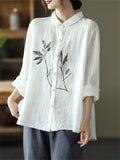 Autumn Cotton Linen Newest All Match Ladies Shirts