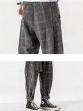 Casual Plaid Thick Harem Pants With Belt