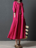 Round Neck Solid Color Half Sleeve Dresses