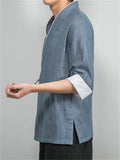 Cotton Linen Half Sleeve Lace-up Shirts