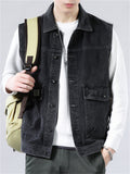 Male Casual Popular Wearable Daily Denim Vest Jacket