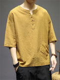 New Linen Chinese Style Solid Color Men's Shirts