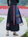 Women's Jacquard Applique Elasticated Waist Embroidered Ethnic Skirt