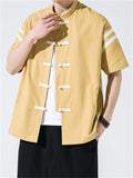 Chinese Style Retro Contrast Color Men's Shirts