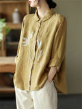 Autumn Cotton Linen Newest All Match Ladies Shirts