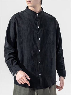 Fashion Stand Collar Buttons-Up Shirts