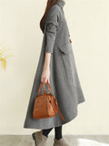 Solid Color High-necked Long Sleeve Dress