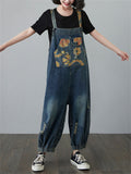 Street Classy Women's Floral Jeans Korean Style Overalls Jumpsuits