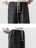 Retro Plaid Loose Straight Leg Pants