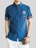 Men's Summer Short Sleeve Linen Blouse Shirt