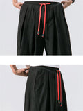 Drawstring Solid Color Linen Pants