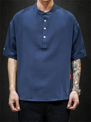 Men's Daily Wear Stylish Simple Short Sleeve Linen Shirts