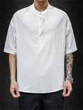 Men's Daily Wear Stylish Simple Short Sleeve Linen Shirts