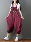 Vintage Fashion Solid Color Denim Jumpsuit