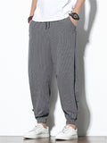 Vertical Stripe Summer Autumn Linen Casual Men's Long Pants