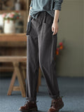 Ladies Thickened Roman Casual Elastic Waist Stitching Harem Cozy Pants