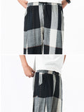 Casual Loose Plaid Straight Leg Pants