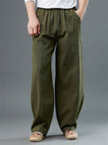 Men's Solid Color Wide Leg Pants With Pockets