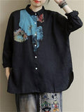 Ladies Vogue Spring Autumn Linen Oversized Chic Shirts