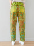 Printed Drawstring Straight Leg Pants With Pockets