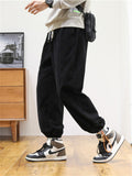 Straight Leg Corduroy Solid Warm Long Pants For Men