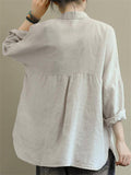 Ladies Vogue Spring Autumn Linen Oversized Chic Shirts