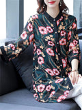 Floral Printed 3/4 Sleeve Chiffon Long Shirts