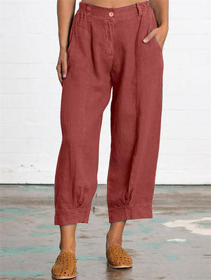 Women's Casual Pocket Cotton Linen Pants