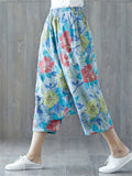 Floral Printed Elastic Waist Wide Leg Pants