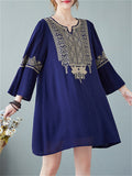 Cotton Linen Half Sleeve Summer Lady Dresses