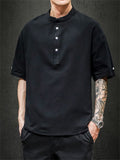 Men's Daily Wear Stylish Simple Short Sleeve Linen Shirts