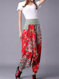 Chinese Dragon Printed Cotton Linen Harem Pants